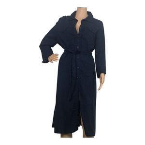 Oleg Cassini Swiss Dot Navy Dress Size L